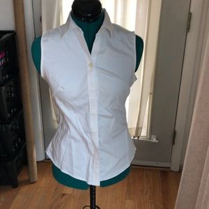 Banana Republic no iron white sleeveless button up